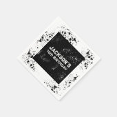Grunge Paint Splatter Black & White Birthday Servet (Hoek)