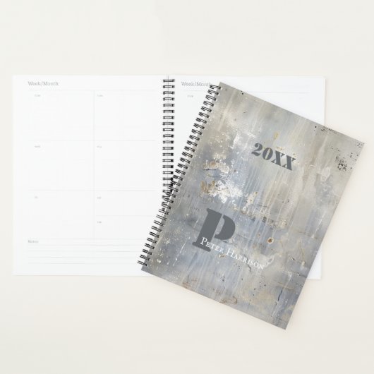 Grunge Painterly Blue Grey Planner (Display)
