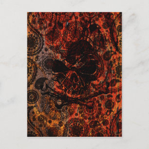 Grunge Paisley and Fire Skull and Crossbones Briefkaart