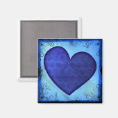 Grunge Paisley Blauw Hart Magneet (Voorkant / Achterkant)