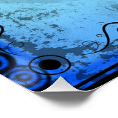 Grunge Paisley Blauw Hart Perfect Poster (Hoek)
