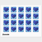 Grunge Paisley Blauw Hart Vierkante Sticker (Vel)