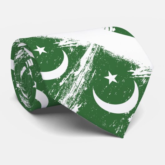 Grunge Pakistan Flag Stropdas (Opgerold)