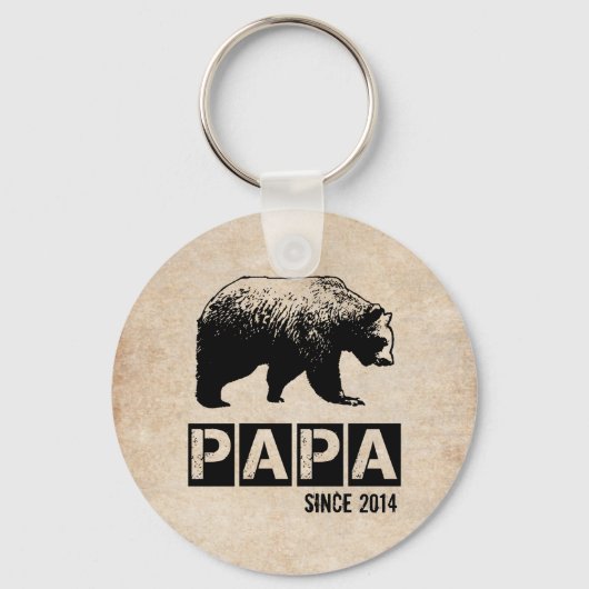 Grunge Papa Beer Jaar van Vaderschap Sleutelhanger (Voorkant)