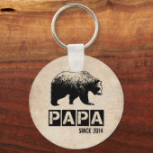 Grunge Papa Beer Jaar van Vaderschap Sleutelhanger (Voorkant)