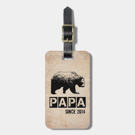 Grunge Papa Beer Pap Jaar van het Vaderschap Bagagelabel (Voorkant verticaal)