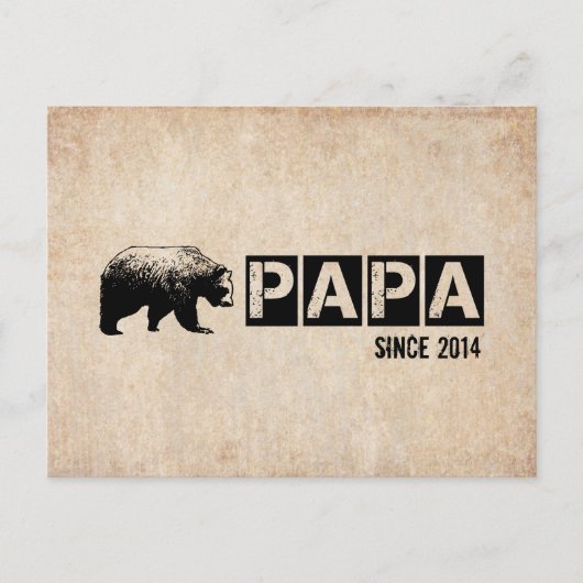 Grunge Papa Beer sinds 2014, zwart Briefkaart (Voorkant)