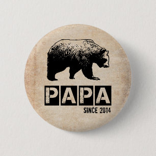 Grunge Papa Beer sinds 2014, zwart Ronde Button 5,7 Cm