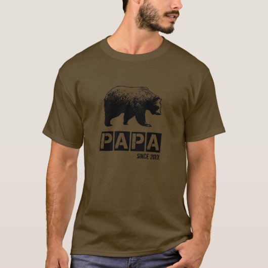 Grunge Papa Beer sinds jaar van de vaderschap, zwa T-shirt (Voorkant)