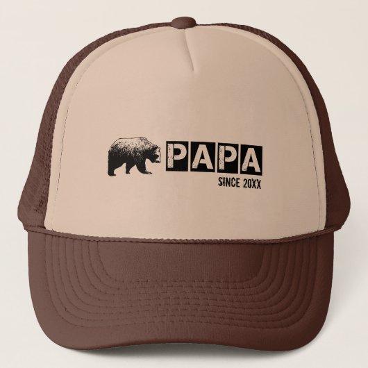 Grunge Papa Beer sinds jaar, zwart Trucker Pet (Voorkant)