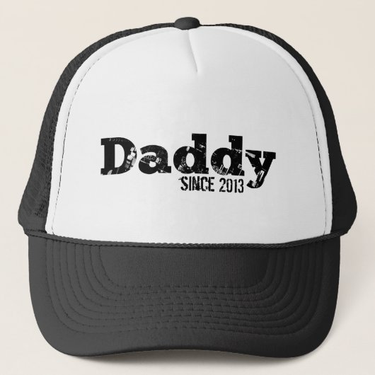 Grunge Papa Jaar Personalisatie Trucker Pet (Voorkant)