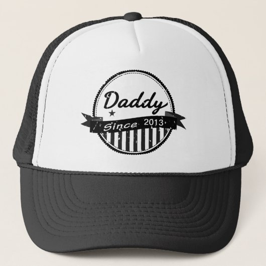 Grunge Papa Sinds 2013 Banner Cirkel Trucker Pet (Voorkant)