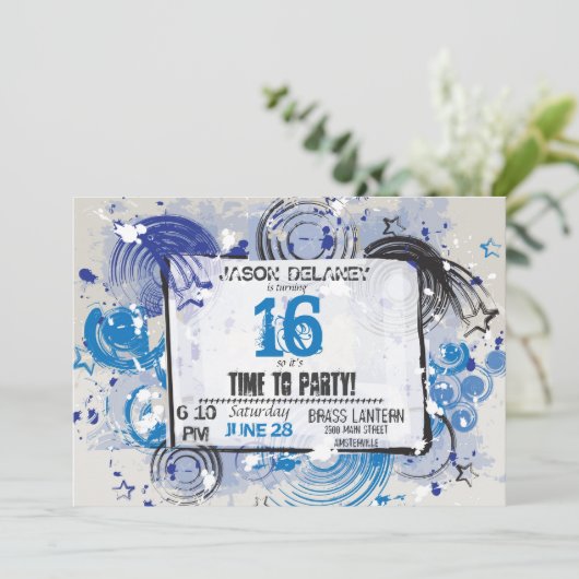 Grunge Party Invitation Kaart (Staand voorkant)