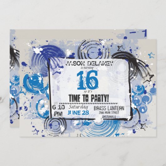 Grunge Party Invitation Kaart (Voorkant / Achterkant)