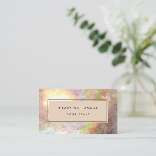 Grunge Pastel Holograaf Beige Visitekaartje (Staand voorkant)