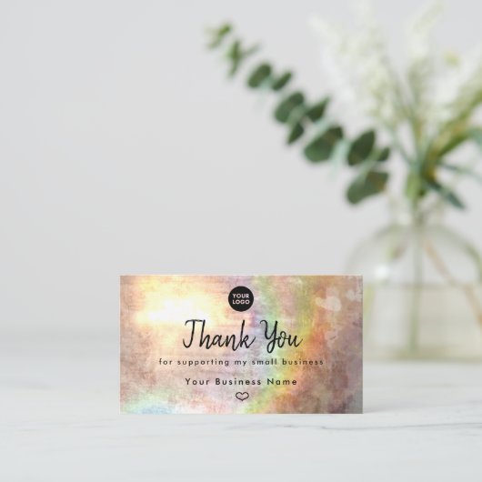 Grunge Pastel Tan Beige Heart Hartelijk dank Visitekaartje (Staand voorkant)