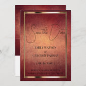 Grunge Patina  roest bruin metallisch Save The Date (Voorkant / Achterkant)