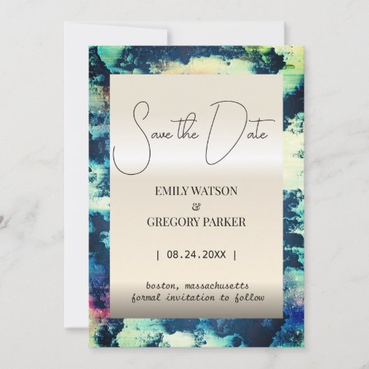 Grunge Patina roest metallic Save the Date (Voorkant)