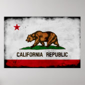 Grunge Patriotic California State Flag Poster (Voorkant)
