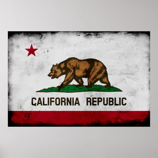 Grunge Patriotic California State Flag Poster (Voorkant)