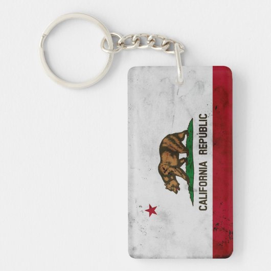 Grunge Patriotic California State Flag Sleutelhanger (Voorkant)