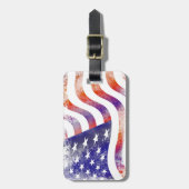 Grunge patriotic stromend Amerikaanse vlag, Old Gl Bagagelabel (Voorkant verticaal)