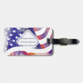 Grunge patriotic stromend Amerikaanse vlag, Old Gl Bagagelabel (Achterkant horizontaal)