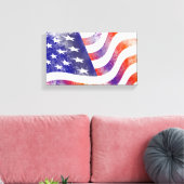 Grunge patriotic stromend Amerikaanse vlag, Old Gl Canvas Afdruk (Insitu (Woonkamer))