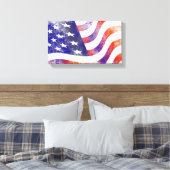 Grunge patriotic stromend Amerikaanse vlag, Old Gl Canvas Afdruk (Insitu (Slaapkamer))