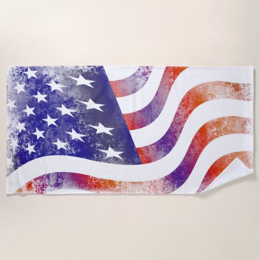 Grunge patriotic stromend Amerikaanse vlag, Old Gl Strandlaken (Voorkant)