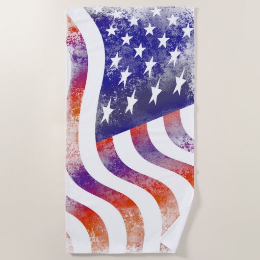 Grunge patriotic stromend Amerikaanse vlag, Old Gl Strandlaken (Voorkant)