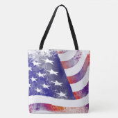Grunge patriotic stromend Amerikaanse vlag, Old Gl Tote Bag (Voorkant)