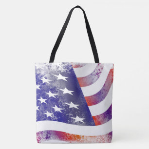 Grunge patriotic stromend Amerikaanse vlag, Old Gl Tote Bag