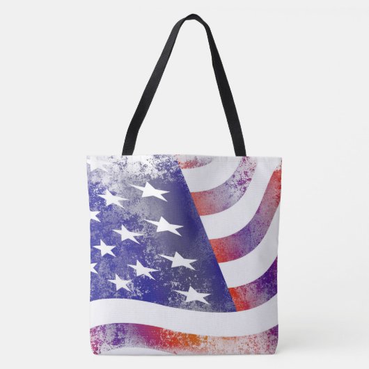 Grunge patriotic stromend Amerikaanse vlag, Old Gl Tote Bag (Voorkant)