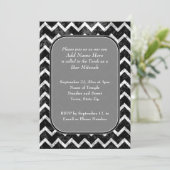 Grunge Pattern Black and White Chevron Bar Mitzvah Kaart (Staand voorkant)