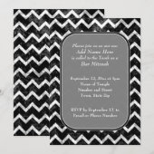 Grunge Pattern Black and White Chevron Bar Mitzvah Kaart (Voorkant / Achterkant)