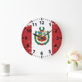 Grunge Peru Flag Grote Klok (Huis)