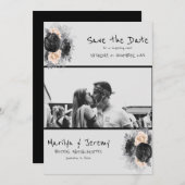 Grunge Photo Black Floral Flat Save the Date Kaart (Voorkant / Achterkant)