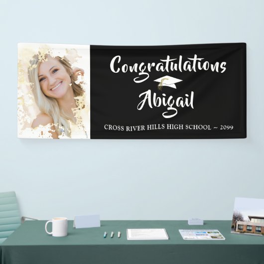 Grunge Photo Lijst Brush Script Afstuderen Spandoek (Beurs)