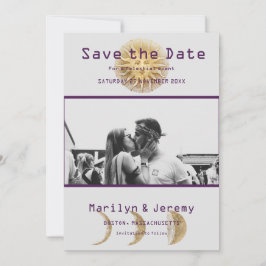 Grunge Photo Paarse Zodiac Flat Save the Date