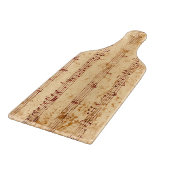 Grunge piano merkt muziekblad op snijplank (Hoek)