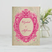 Grunge Pink Lijst Wedding Invitations Kaart (Staand voorkant)