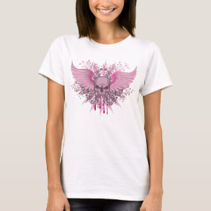 GRUNGE PINK WINGED SKULL T-SHIRT