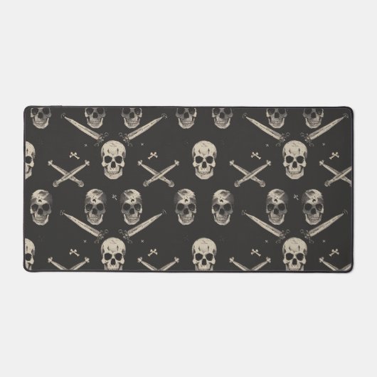 Grunge Pirate Skulls Patroon Bureaumat (Voorkant)