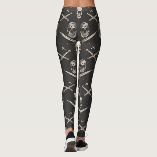 Grunge Pirate Skulls Patroon Leggings (Achterkant)