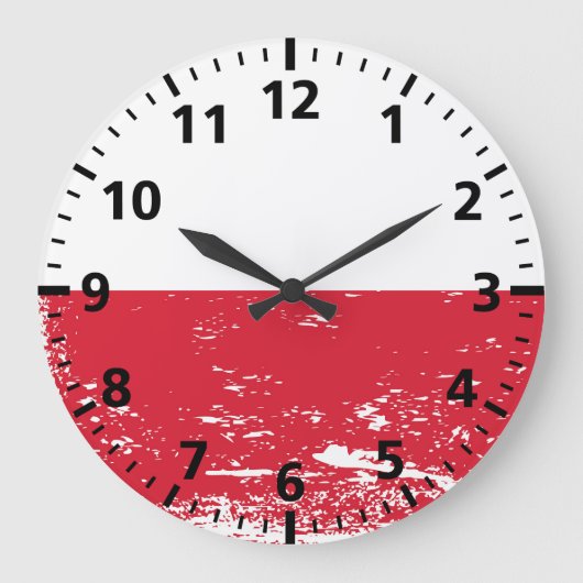 Grunge Poland Flag Grote Klok (Voorkant)