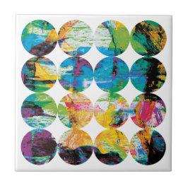 Grunge Polka Dot Colorful Black Circle Abstract Tegeltje