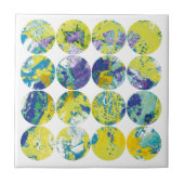 Grunge Polka Dot Yellow Blue Acid Circle Abstract. Tegeltje (Voorkant)