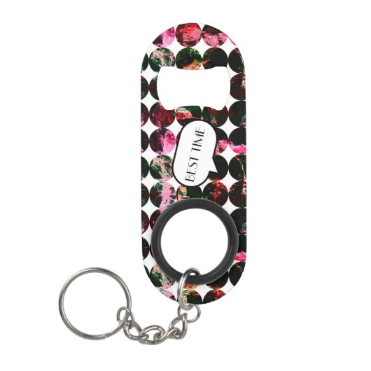 Grunge polka dots Black Red White Abstract. Mini Flessenopener (Voorkant)