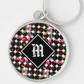 Grunge polka dots Black Red White Abstract. Sleutelhanger (Voorkant)